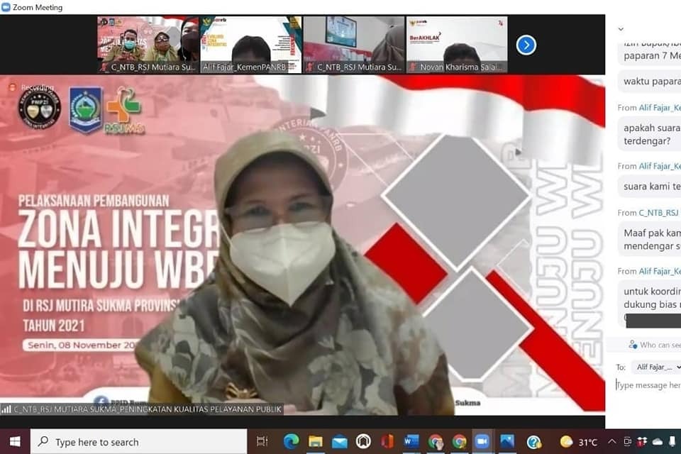 RSJ MUTIARA SUKMA LAKSANAKAN DESK EVALUASI PEMBANGUNAN ZONA INTEGRITAS MENUJU WBBM